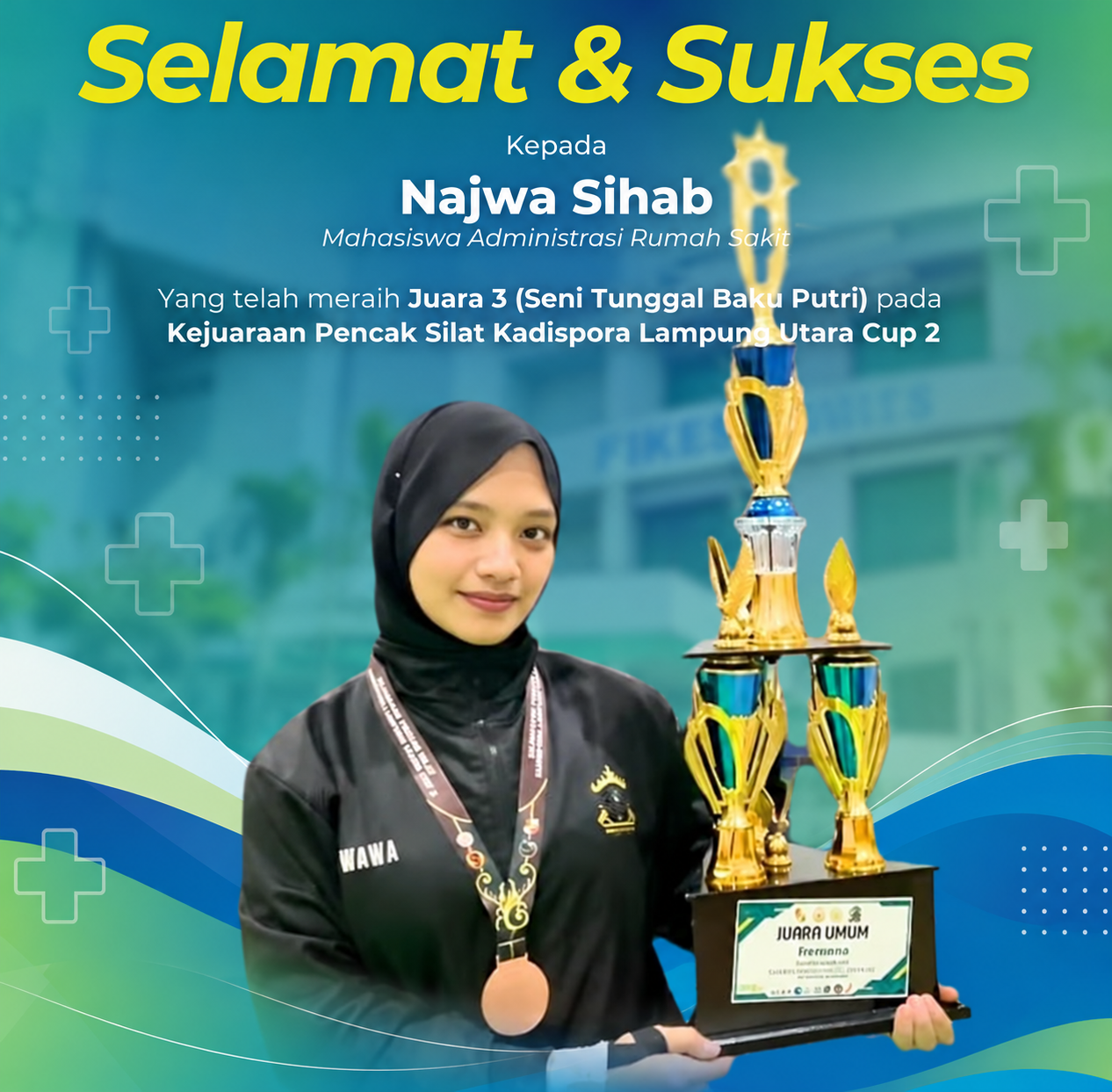 Najwa Sihab Kembali Berprestasi, Raih Juara 3 Kejuaraan Pencak Silat Kadispora Lampung Utara Cup 2