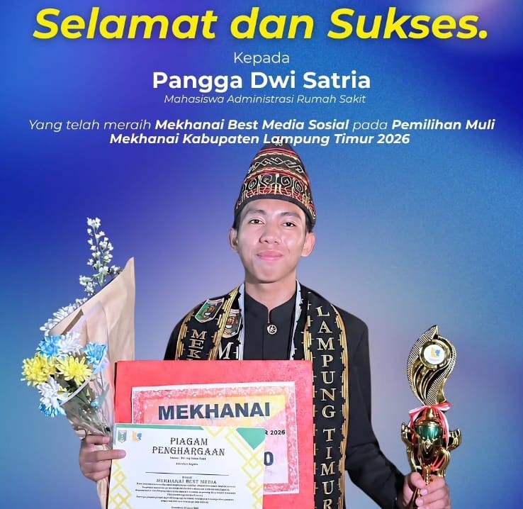 Pangga Dwi Satria Raih Gelar Mekhanai Best Media Sosial pada Pemilihan Muli Mekhanai Lampung Timur 2026