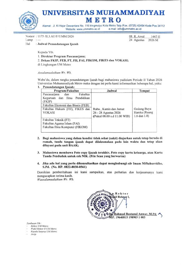Informasi Penandatanganan Ijazah Yudisium II 2026